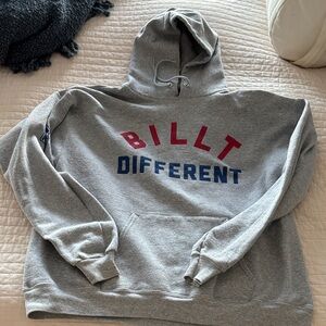 Hanes Gray Hoodie with Red and Blue Lettering